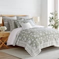 thumbnail image 4 of Levtex Home Adare Sage Reversible King / Cal King Quilt Set (106x92in) with 2 Pillow Shams (36x20in) - Floral Bedding - Sage White - Cotton King Size Quilt Bedding Set - Lightweight, Soft, Pre-Washed, 4 of 5