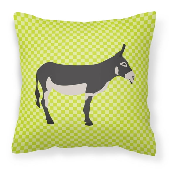 Carolines Treasures Mammoth Jack Donkey Green Fabric Decorative Pillow - 14 x 14 in.