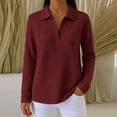 thumbnail image 4 of NominalSnug Sweatshirts for Women Long Sleeve Shirts V Neck Collared Loose Fit Pullover Tops, 4 of 8