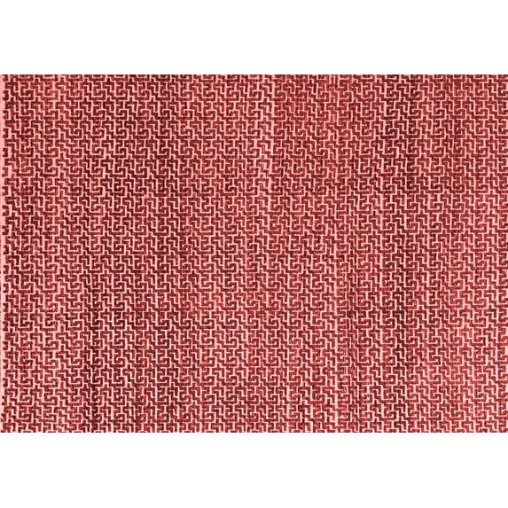 Ahgly Company Indoor Rectangle Abstract Red Modern Area Rugs, 8' x 10'