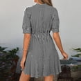 thumbnail image 5 of JoveMarine Cocktail Dresses for Women Striped Short Sleeve - V-Neck Button Up A-Line Shirt Dress for Office and Beach Party,Black L, 5 of 8