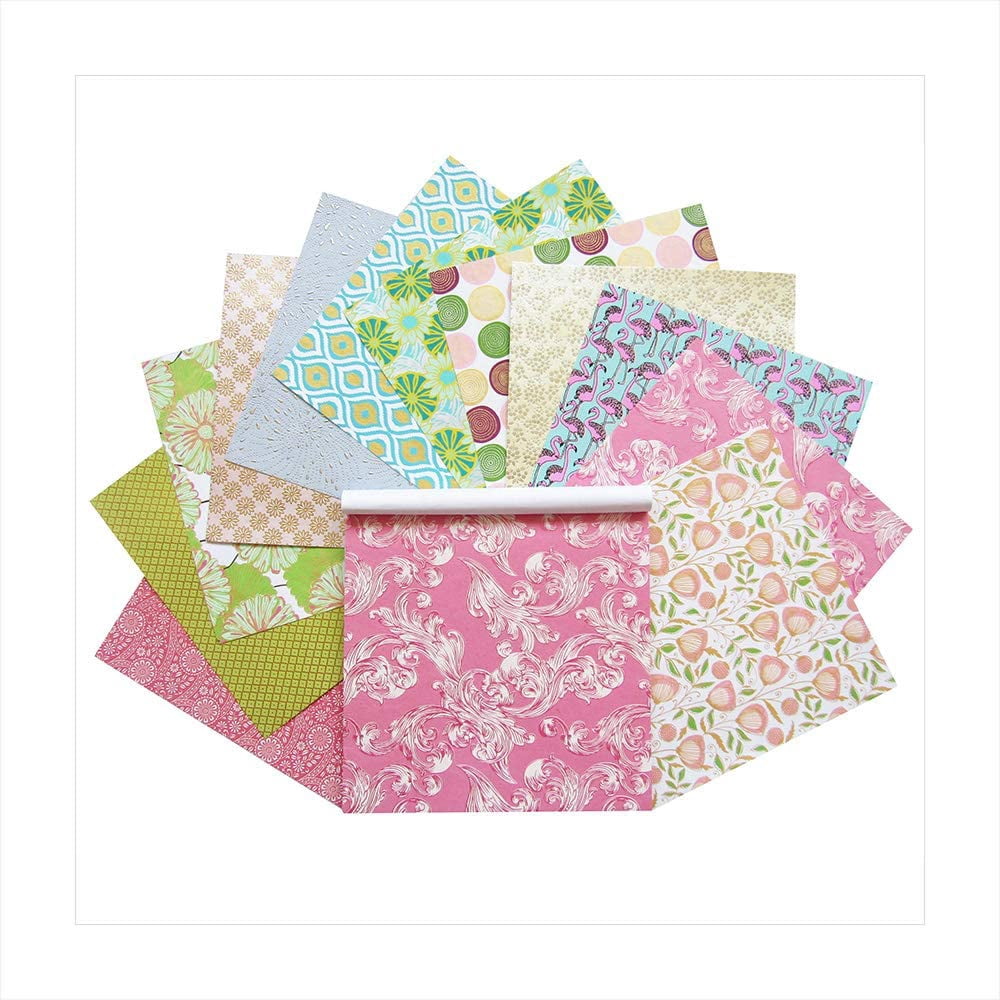 Paperhues World of Pastels Handmade Scrapbook Paper 12 x 12" Pad, 24 Sheets (2 sheets each of 12 styles)
