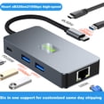 thumbnail image 4 of 6 en 1 USB C Hub Gigabit Ethernet adaptador multipuerto USB C Dock para ordenador portátil y PC, 4 of 8