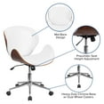 thumbnail image 5 of Flash Furniture Mid-Back Walnut Wood Conference Office Chair in White LeatherSoft, 5 of 11