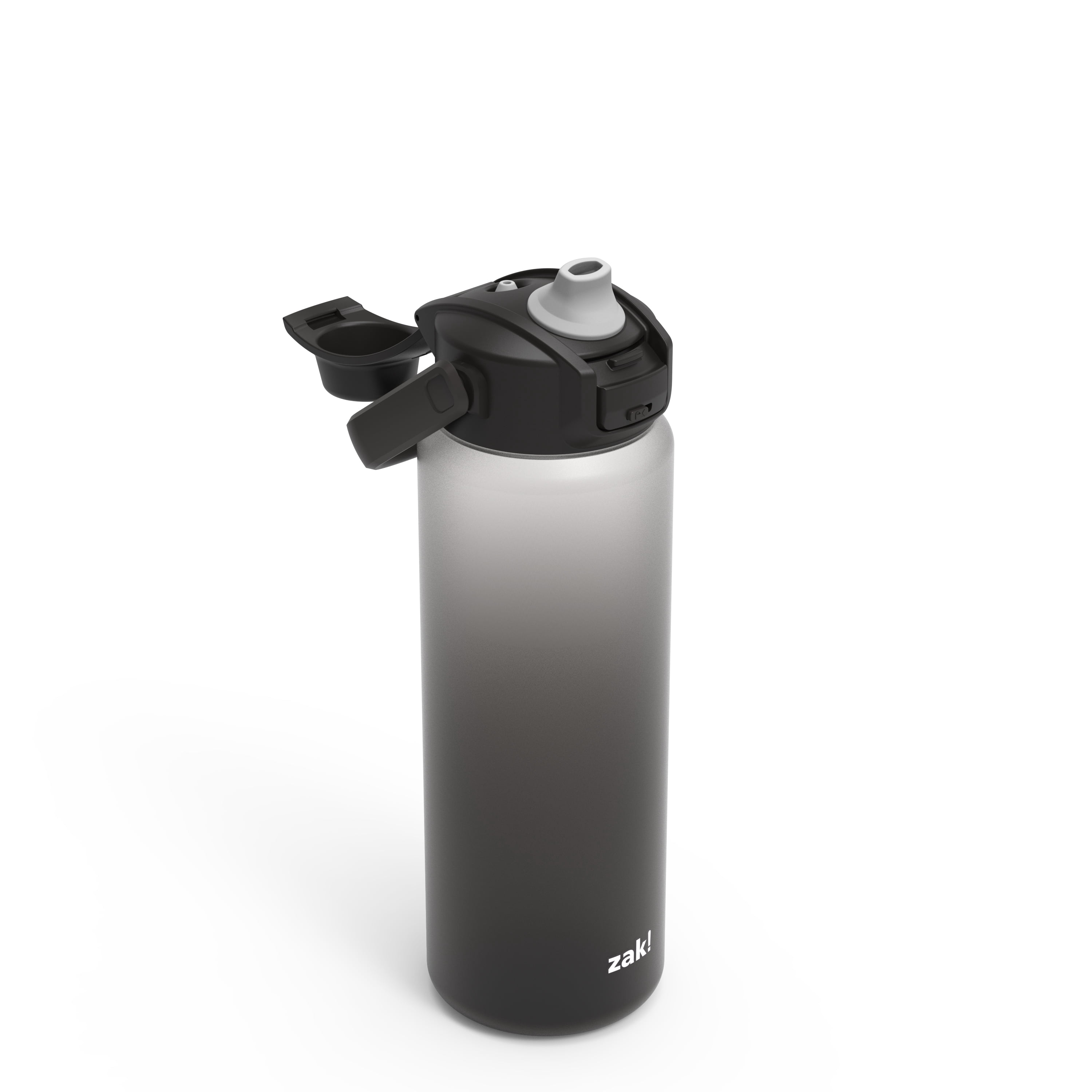 Zak Designs Soft Paint 32oz Durable Plastic Liberty Straw Water Bottle (Ombre Black)