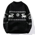 thumbnail image 2 of Alkepwun Christmas Sweater for Men Snowflake Reindeer Xmas Crewneck Loose Base Knitted Sweater Matching Pullover Jumper Top, 2 of 3