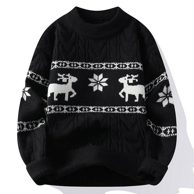 Pisexur Sweaters Men Soft and Comfortable Fall Sweaters Man Color Match Knit Mock Turtleneck Loose Base Shirt Sweater Black,M