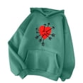 thumbnail image 4 of HAPIMO Savings Sweatshirt for Women Pocket Drawstring Pullover Tops Gothic Dark Print Long Sleeve Womens Hoodie Sweatshirt Teen Girls Clothes Green S, 4 of 4