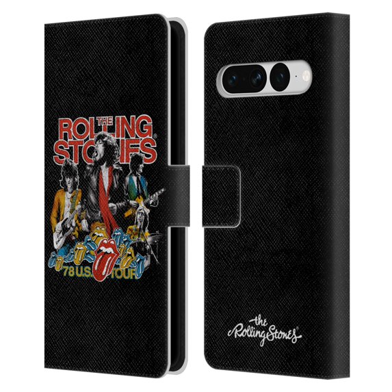 Head Case Designs Officially Licensed The Rolling Stones Key Art 78 Us Tour Vintage Leather Book Wallet Case Cover Compatible with Google Pixel 7 Pro