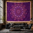 thumbnail image 6 of Purple Mandala Radiating Across Paisley Motifs, Mystical Boho for Meditation Enthusiasts, Mandala Wall Art, Housewarming Gift, Tapestry Wall Hanging for Bedroom and Yoga Room, 6 of 7