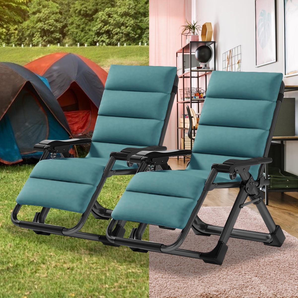 ABORON Zero Gravity Chairs Set of 2, Folding Recliner Lounge Chair