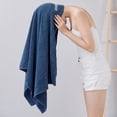 thumbnail image 4 of ViLaViDeca Hair Towel Hat Absorbing Large Wrap With Elastic Strap Fast Drying Anti Frizz Solid Color Towel Wrap, Dark Blue, 4 of 8