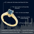 thumbnail image 2 of 18K Yellow Gold Plated Silver Persian Blue Moissanite and White Created Sapphire Engagement Ring for Women (1.27 Cttw, Cushion 6MM, Gemstone Birthstone, Available in Size 5, 6, 7, 8, 9), 2 of 6