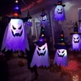 thumbnail image 2 of 2pcs, Glowing Ghost Witch Hat Halloween Decorations - Outdoor Hanging Lighted Decor for Yard, Tree, and Garden - Perfect for Halloween Parties and Celebrations, 2 of 4