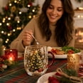 thumbnail image 4 of Christmas Themed Glass Mug with Handle, Christmas Motif Glass Coffee Cup, Santa Reindeer Christmas Tree Snowman Embossed Holiday Drinking Glass, Thickened Clear Glass Festive Winter Beverage Mug, 4 of 7