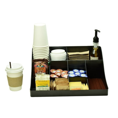 Black Coffee Condiment Organizer Caddy Tray Perfect Storage Bin