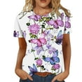 thumbnail image 2 of Pntutb, camiseta de manga corta suelta con cuello redondo y estampado informal de verano a la moda para mujer, blusa, Jersey Pntutb Pntutb-4683, 2 of 6