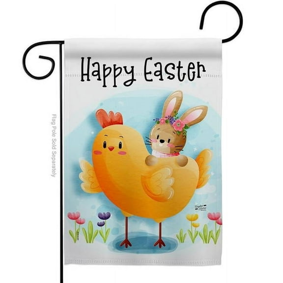 Angeleno Heritage G135403-BO 13 x 18.5 in. Chick with Bunny Garden Flag with Spring Easter Double-Sided Decorative Vertical Flags House Decoration Banner Yard Gift