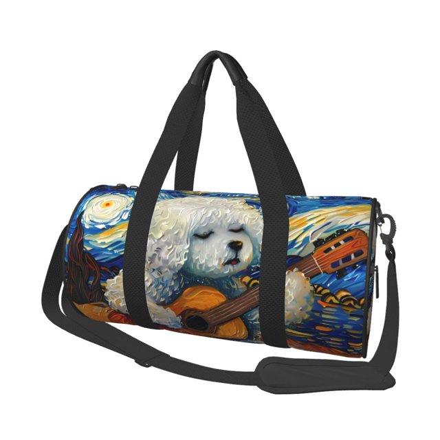 Easygdp Dog Guitar Starry Night Bolsa de Viaje, Bolsa de Mano, Bolsa de Gimnasio, Bolsa de Equipaje para Viaje