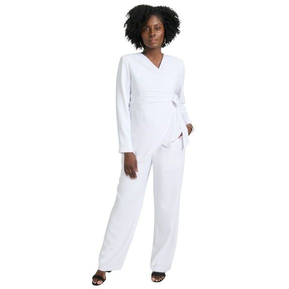Jessica London Women's Plus Size 2-Piece Faux Wrap Pantsuit