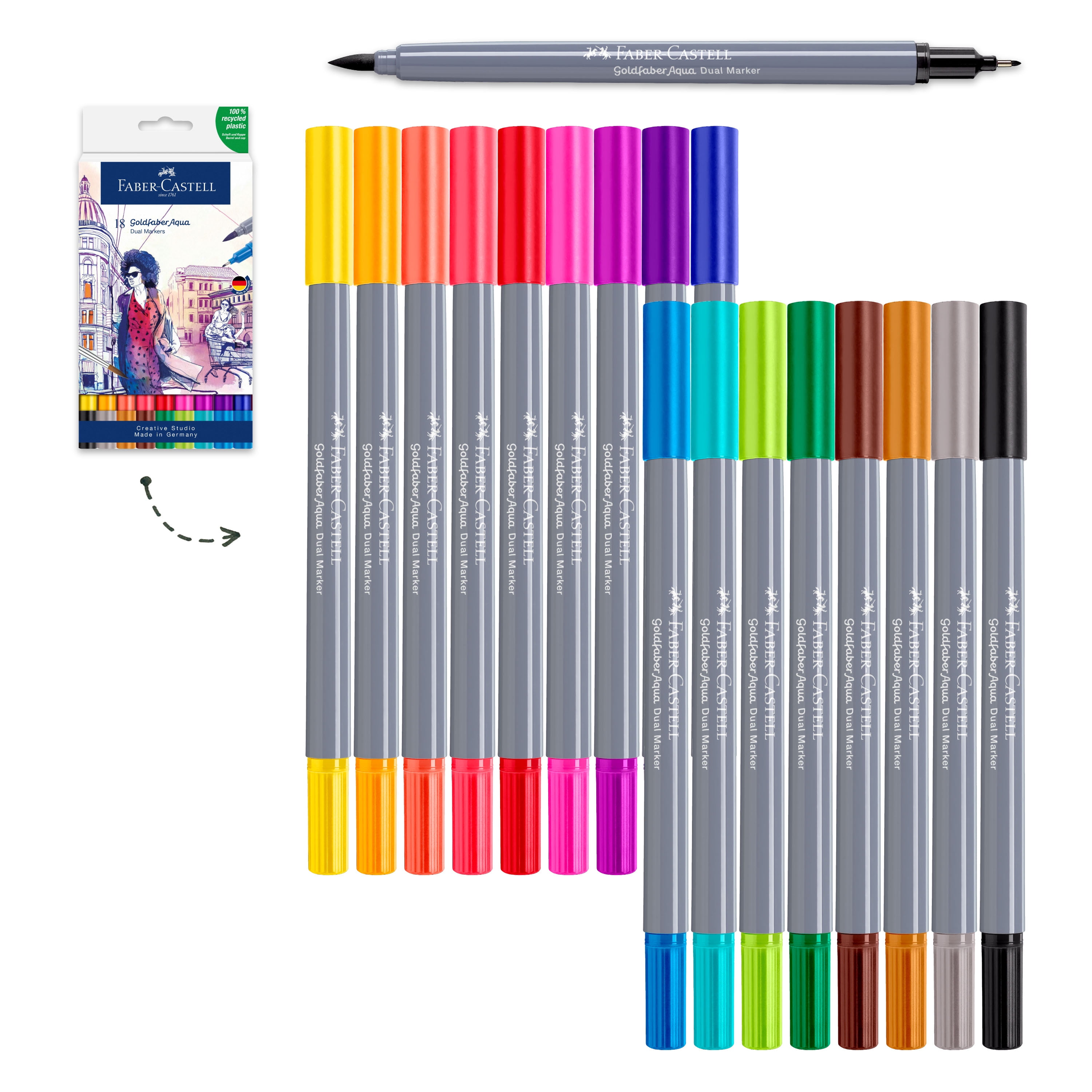 Faber Castell Goldfaber Dual Ended Aqua Markers 18 Count Art Set For faber-castell-goldfaber-dual-ended-aqua-markers-18-count-art-set-for