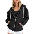 thumbnail image 2 of DHFJKG Plus Size Hooded Jacket For Women Solid Color Zip Up Casual Outerwear With Pockets And Drawstring Warm Sportswear Long Sleeve Streetwear Stylish Coats, 2 of 3