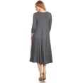 thumbnail image 6 of Women's Casual Basic Comfy 3/4 Sleeve Flare A-line Midi long maxi Dress, 6 of 7