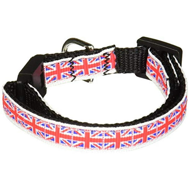 Tiled Union Jack Uk Flag Nylon Ribbon Collar Cat Safety