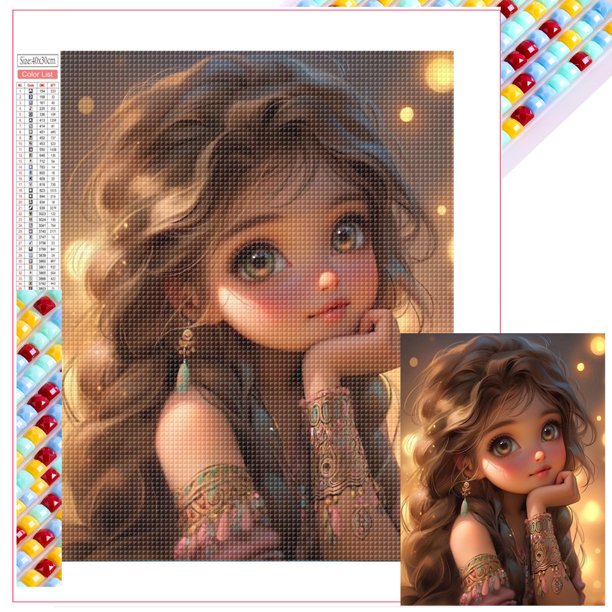 5D DIY pintura de diamante con cuentas cuadradas completas, serie de personajes de niña pequeña, arte artesanal