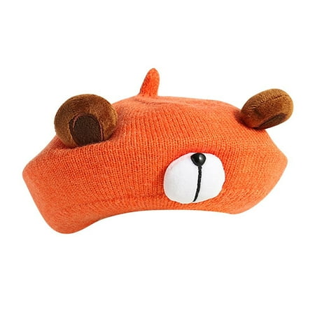 

Baby Kids Beanie Winter Warm Baggy Felt Berets Flat Cap Hat Autumn Beret Hat Wool Beret Cap ORANGE