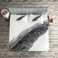 thumbnail image 2 of Ambesonne Grey Quilted Coverlet 3 Pcs, Antique Feather Pen Art, Queen Size, Grey Black, 2 of 2