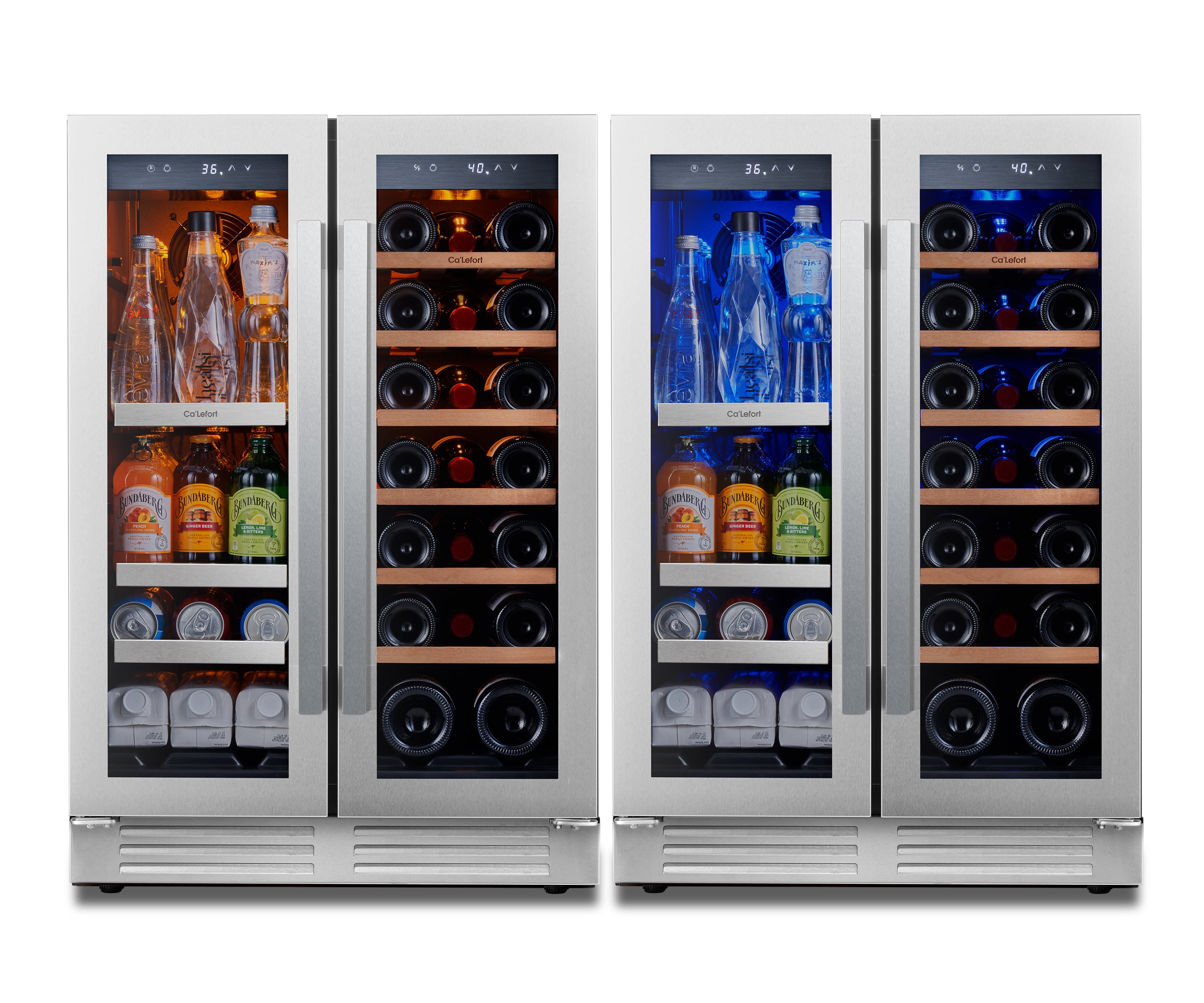 Ca'Lefort Wine Cooler Beverage Refrigerator, Hold 160 Cans and 40 Bottles Dual Zone Wine Fridge Freestanding & Built-in with Stainless Steel frame for Kitchen Office