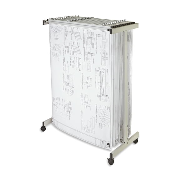 AdirOffice Gray Steel Blueprint Expandable Mobile Cabinet Vertical File Blueprint Stand