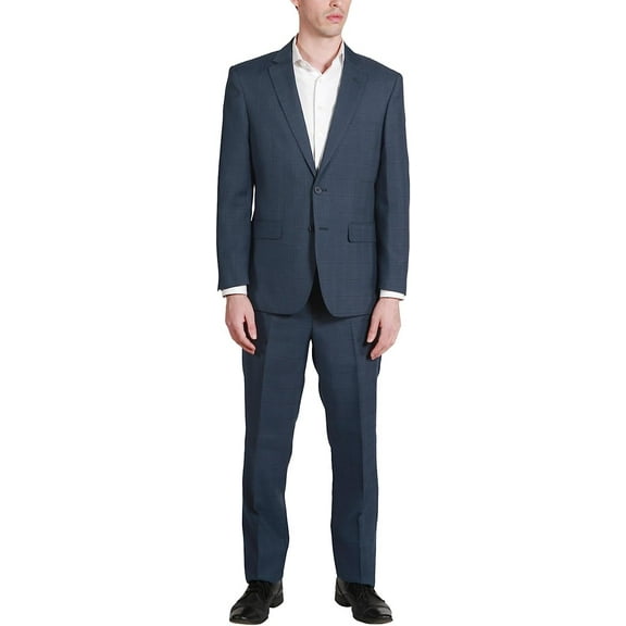 Adam Baker Designed, Men's C67965 Regular Fit 2-Piece Single Breasted Suit - Blue Check - 40S