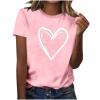 thumbnail image 1 of Hauts pour Femmes Saint-Valentin Manches Courtes Imprimé Cœur Col Rond T-Shirt Décontracté Rose m, 1 of 6