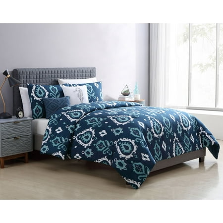 Vcny Home Blakely Damask Comforter Set Navy Walmart Com