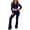 Blue, variant on Casual Velvet 2 Piece Tracksuit For Women, Long Sleeve Zip Crop Top & Elastic Drawstring Flared Pants Soft Plush Loungewear Outfit S-XXXL Plus Size Friendly True To Size