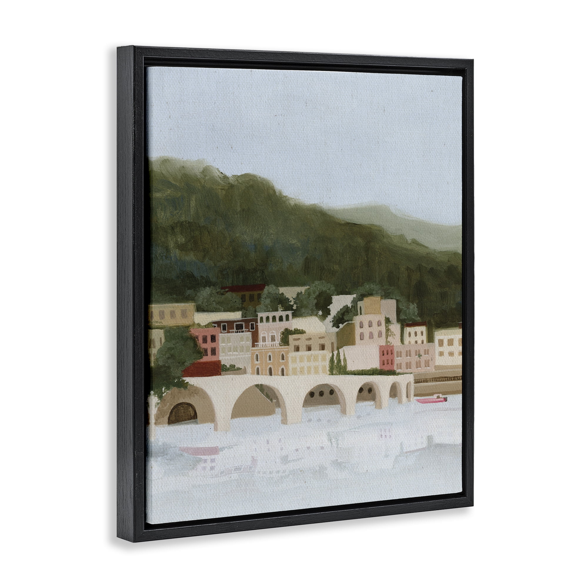 Stupell Industries Coastal Mountains By Sea Black Framed Floater Canvas Wall Art, design by Grace Popp