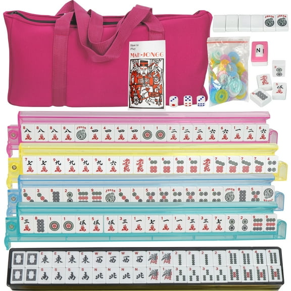 166 Tiles American Mahjong Set Pushers/Racks Mah Jongg Set W/Soft Bag 4 Colors