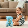 thumbnail image 3 of Teddy Bear Plush Toy, Children's Stuffed Animal, 13.8 Inch Sitting Soft Lint Toy Doll, Polyester Fiber Material, Cute Bow Tie Design, Lightweight Hand Washable, Sky Blue Pink White Colors, 3 of 7