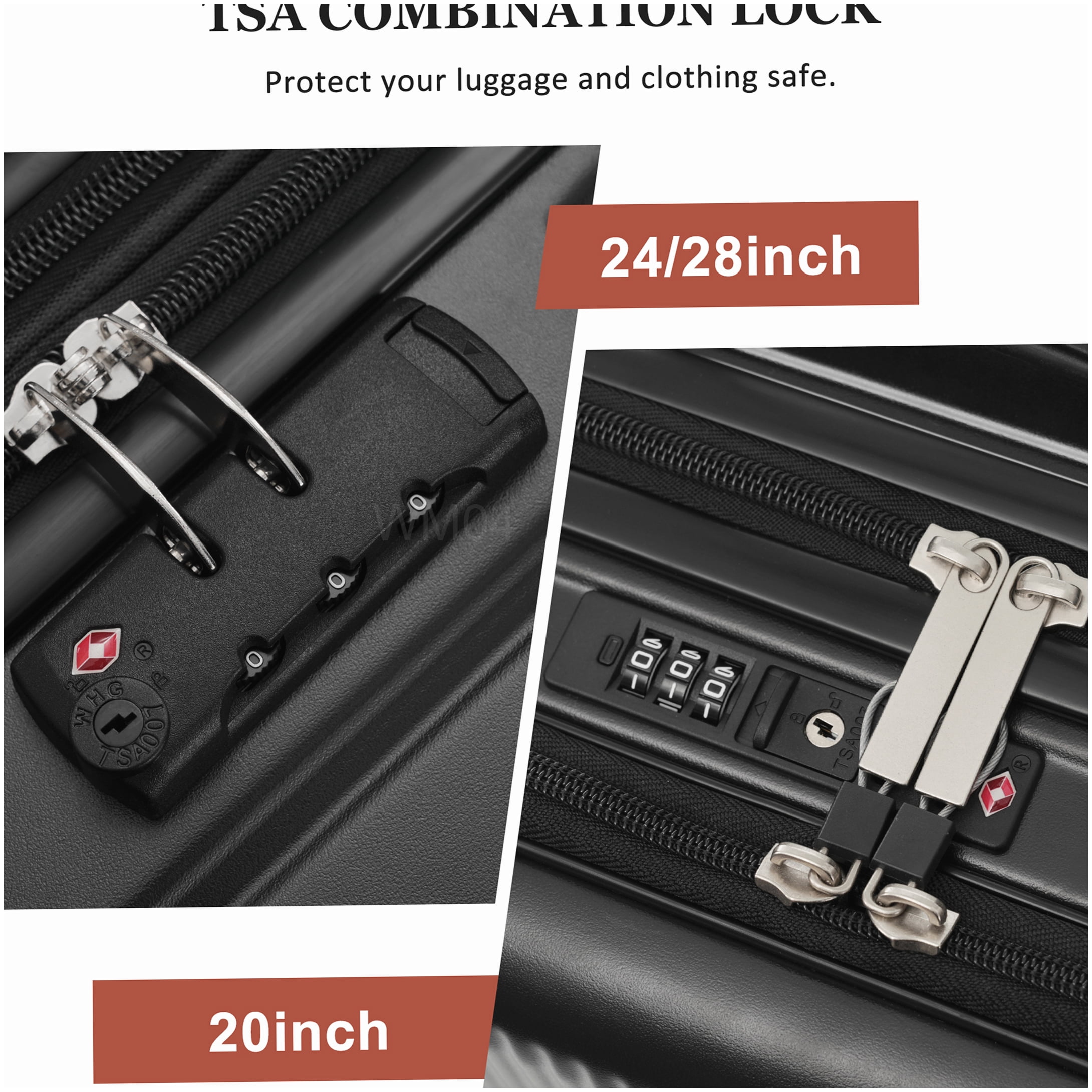 MANGIJOY Travel Luggage Sets 5 Piece Hardshell with Spinner Wheels, USB Charging Port &; TSA Lock, Lightweight ABS Suitcase Set Carry On and Checked Bags