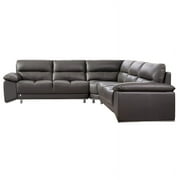 American Eagle Furniture Italian Leather Sectional in Dark Gray