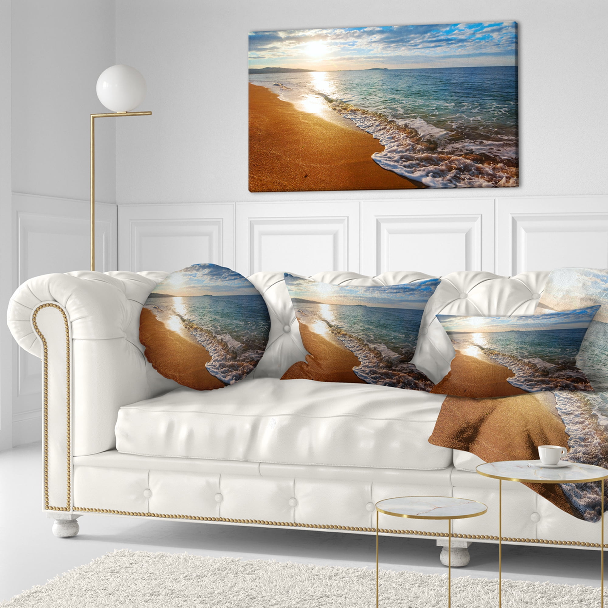 Designart 12" x 20" Blue Polyester Throw Pillow