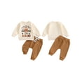 thumbnail image 2 of Baby Toddler Boy 2 Piece Fall Outfit, 0 6 12 18 24 Months 2T 3T Letter Rugby Print Long Sleeve Sweatshirt Elastic Waist Pants with Pockets Clothing Set, 2 of 9