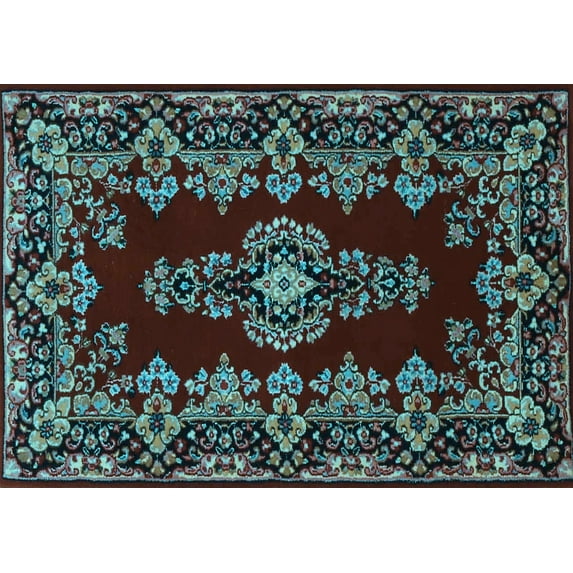 Ahgly Company Indoor Rectangle Medallion Light Blue Traditional Area Rugs, 3' x 5'