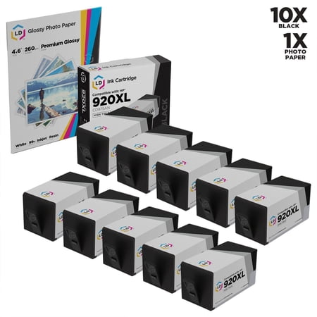 LD Remanufactured Replacement for 920XL/920 10 Pack CD975AN Black Cartridges