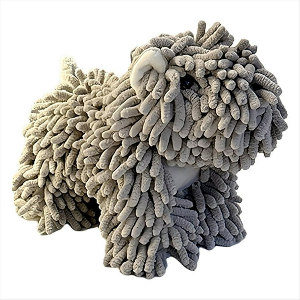 Toalla de Manos con Diseño de para Baño y Cocina, Suave y Absorbente, Ideal Como Regalo para Amantes de los Perros, Color Gris.