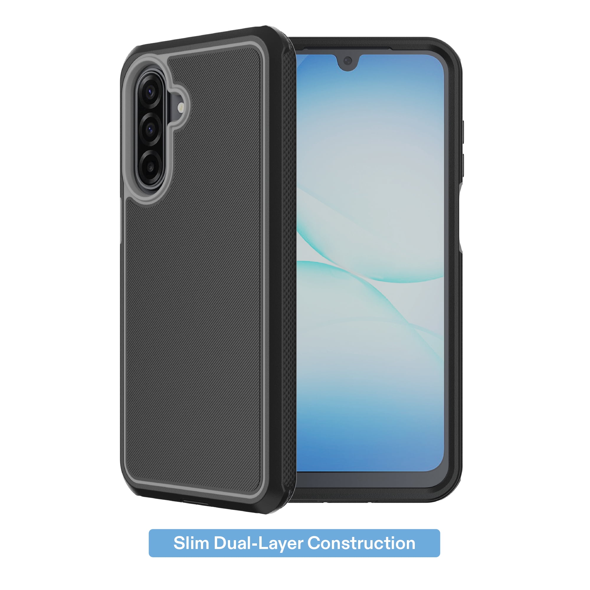 onn Slim Rugged Phone Case for Samsung Galaxy A17 5G - Black/Gray