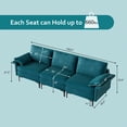 thumbnail image 3 of Spaco Large 3-Seat Sofa Sectional with Metal Legs for 3-4 people-Peacock Blue, Sectional Sofa Couch Living Room Sleeper Set, 3 of 8