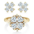thumbnail image 2 of Gem Stone King 18K Yellow Gold Plated Silver Fashion Clover Ring and Earrings Jewelry Set with Moissanite (3.57 Cttw) (Size 8), 2 of 3